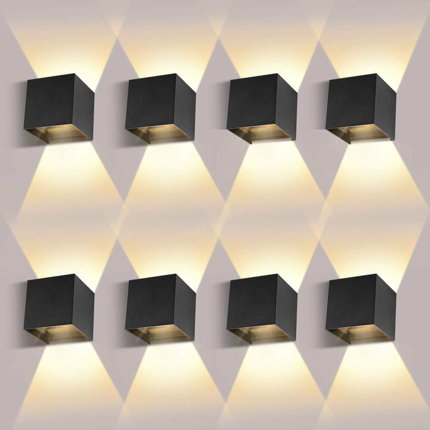 ledmo 8 Stücke LED Wandleuchte Innen/Aussen 12W Wandlampen Aussen Auf und ab Einstellbarer Lichtstrahl LED Außenleuchte Schwarz 2700-3000K Warmweiß IP65 Wasserdichte