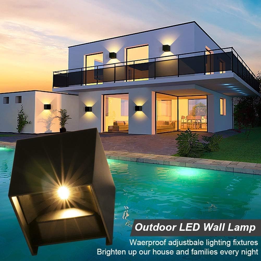 ledmo 8 Stücke LED Wandleuchte Innen/Aussen 12W Wandlampen Aussen Auf und ab Einstellbarer Lichtstrahl LED Außenleuchte Schwarz 2700-3000K Warmweiß IP65 Wasserdichte