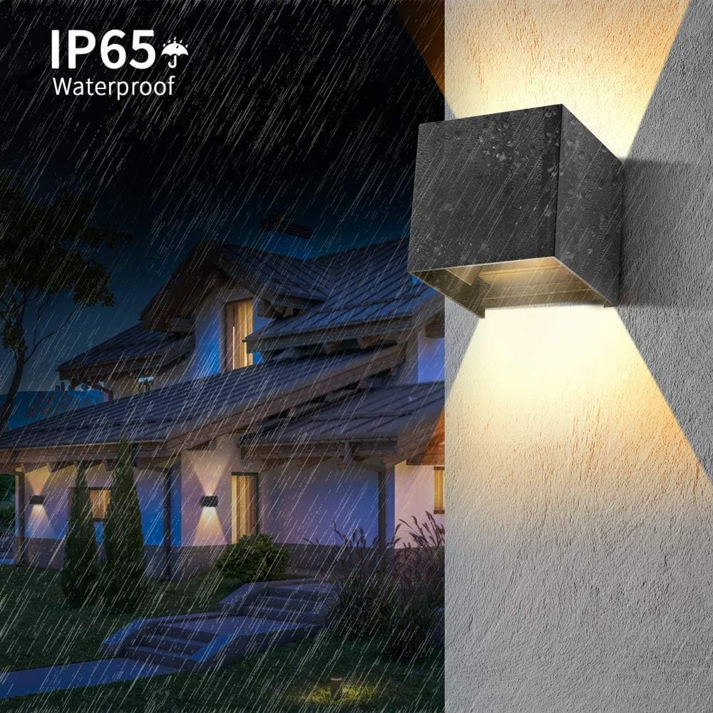 ledmo 8 Stücke LED Wandleuchte Innen/Aussen 12W Wandlampen Aussen Auf und ab Einstellbarer Lichtstrahl LED Außenleuchte Schwarz 2700-3000K Warmweiß IP65 Wasserdichte