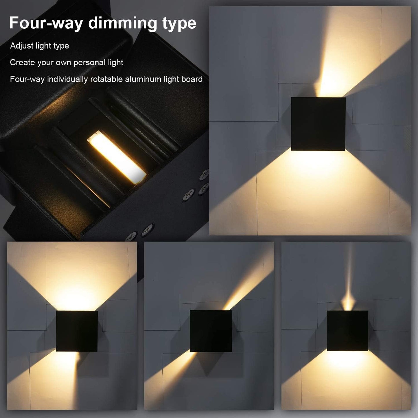 ledmo 8 Stücke LED Wandleuchte Innen/Aussen 12W Wandlampen Aussen Auf und ab Einstellbarer Lichtstrahl LED Außenleuchte Schwarz 2700-3000K Warmweiß IP65 Wasserdichte